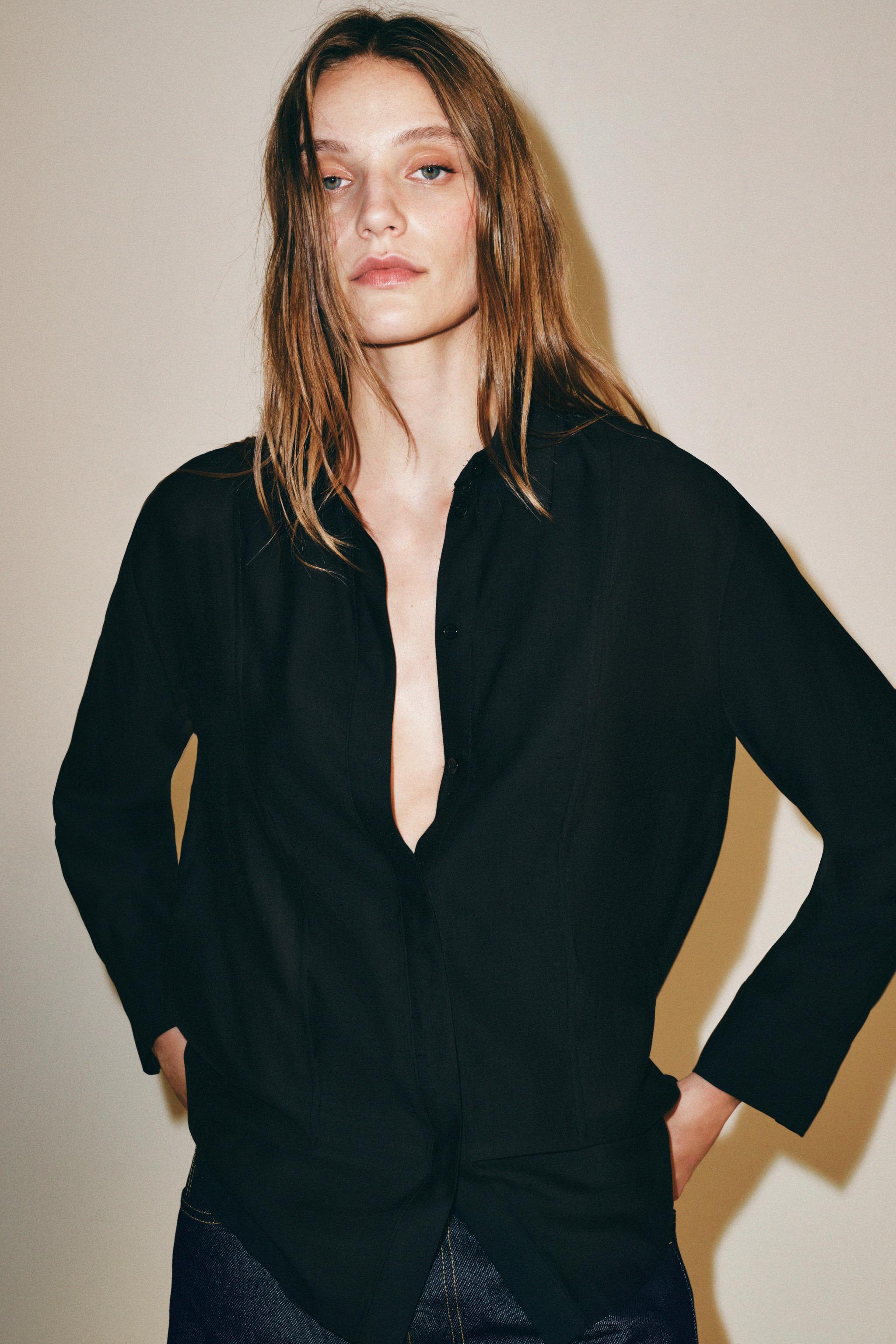 ZW COLLECTION SOLID BIB-FRONT SHIRT